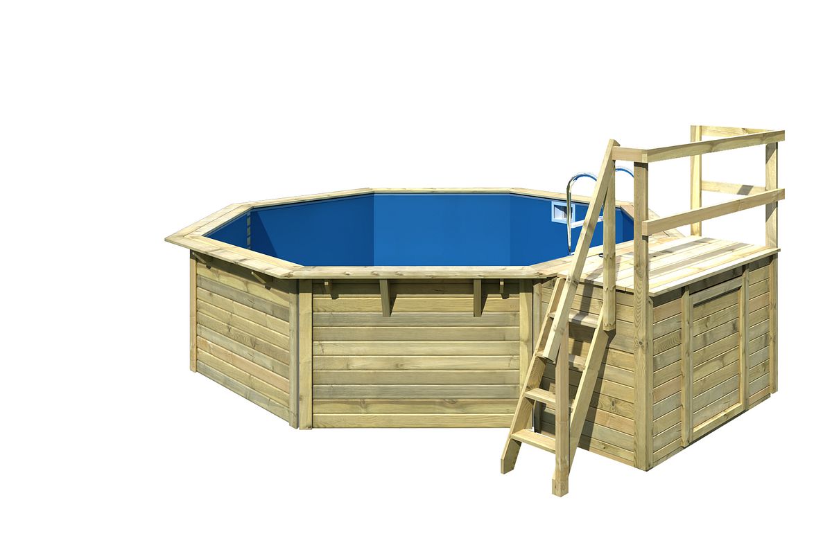 Karibu Pool Modell X2 470 x 470 cm mit Terrasse - kdi mit Metallecken