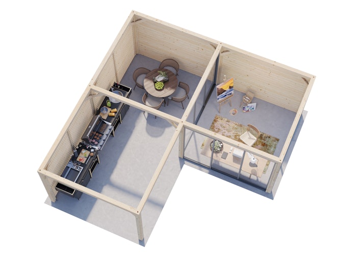 Palmako Gartenhaus Connect Lenna 24,9 m² Set 711 Slide Plus mit Isolierglas-Schiebetüren - 28 mm