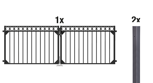 Thumbnail - Alberts® Doppeltor-Set Circle zum Einbetonieren Schwarz matt 1000 mm 3010 mm
