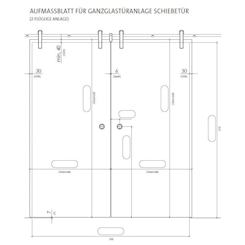 GRIFFWERK offenes Schiebetürsystem R8 vor der Wand-Edelstahl Optik
