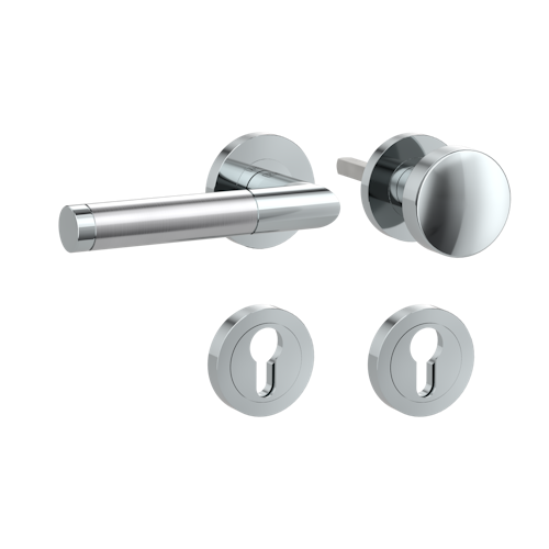 Griffwerk LOREDANA PROFESSIONAL Schraubtechnik -Edelstahl poliert/matt  Rosettengarnitur -Schraubt. -Knopf R2 -WL -TS 40-45mm