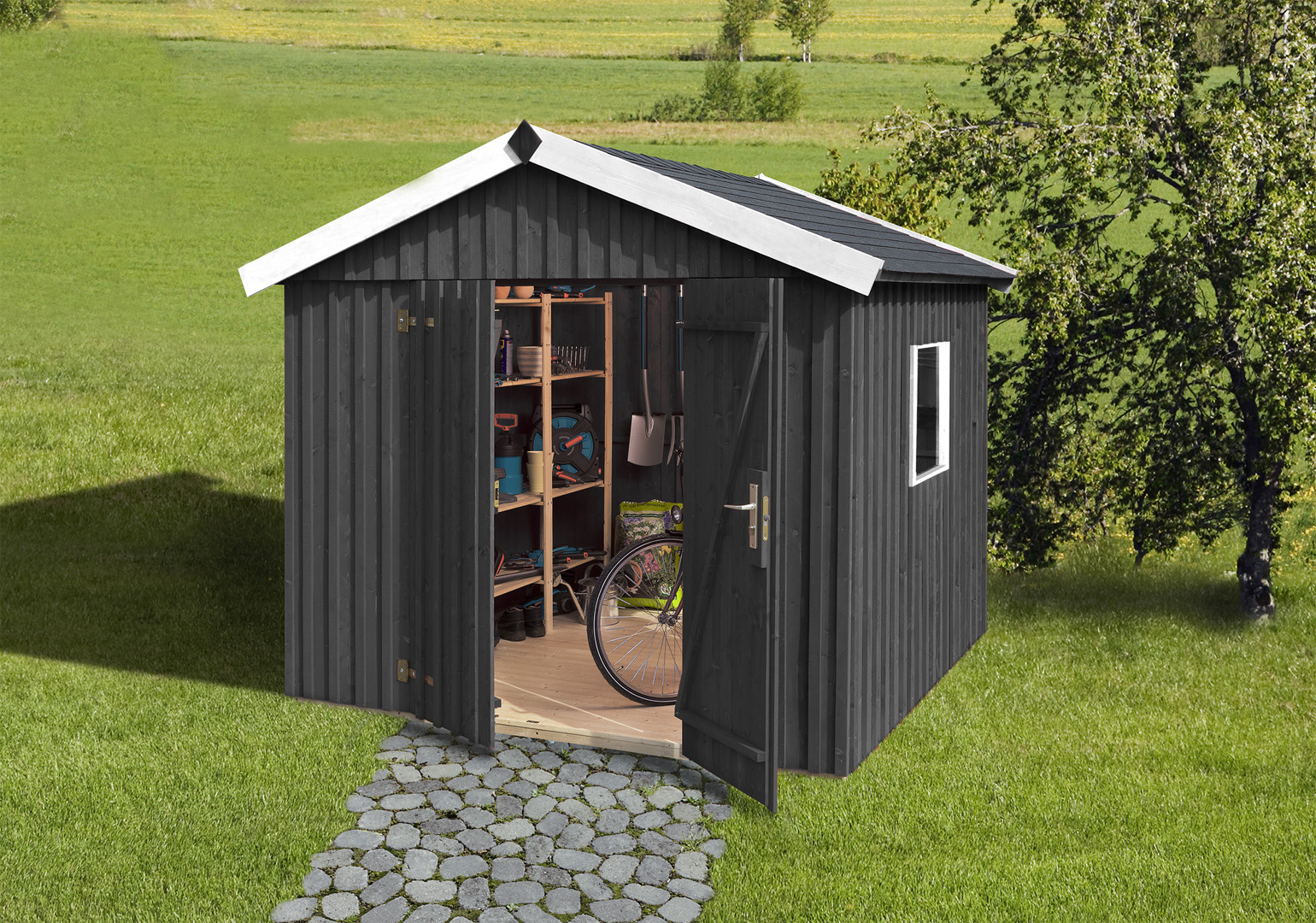 Weka Schwedenhaus - 32 mm (aufgedoppelt) Gartenhaus sägerau