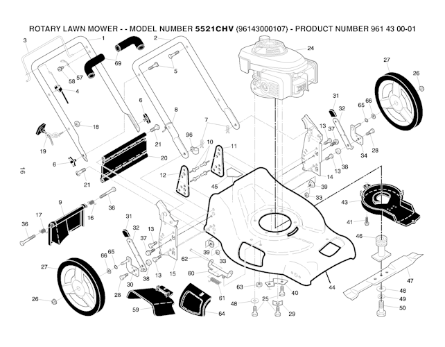 Husqvarna Rasenmäher gelegentliche Nutzung 96143000107 5521CHV (Not for sale in California)