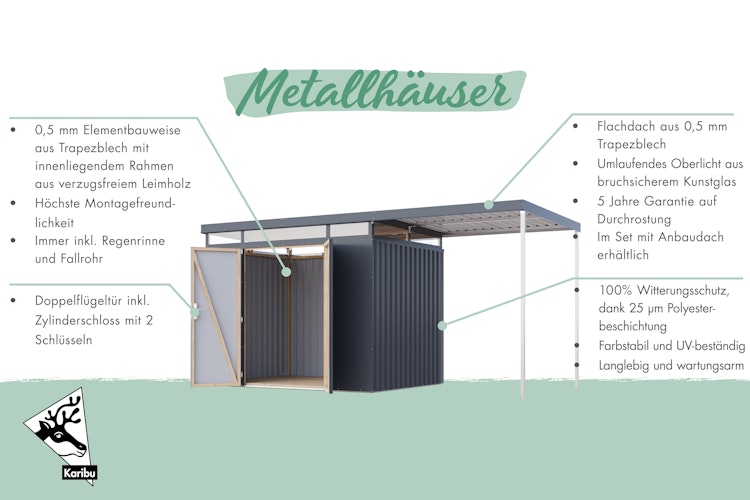 Karibu Metall Gartenhaus Aurum 2/2,5/3/3,5