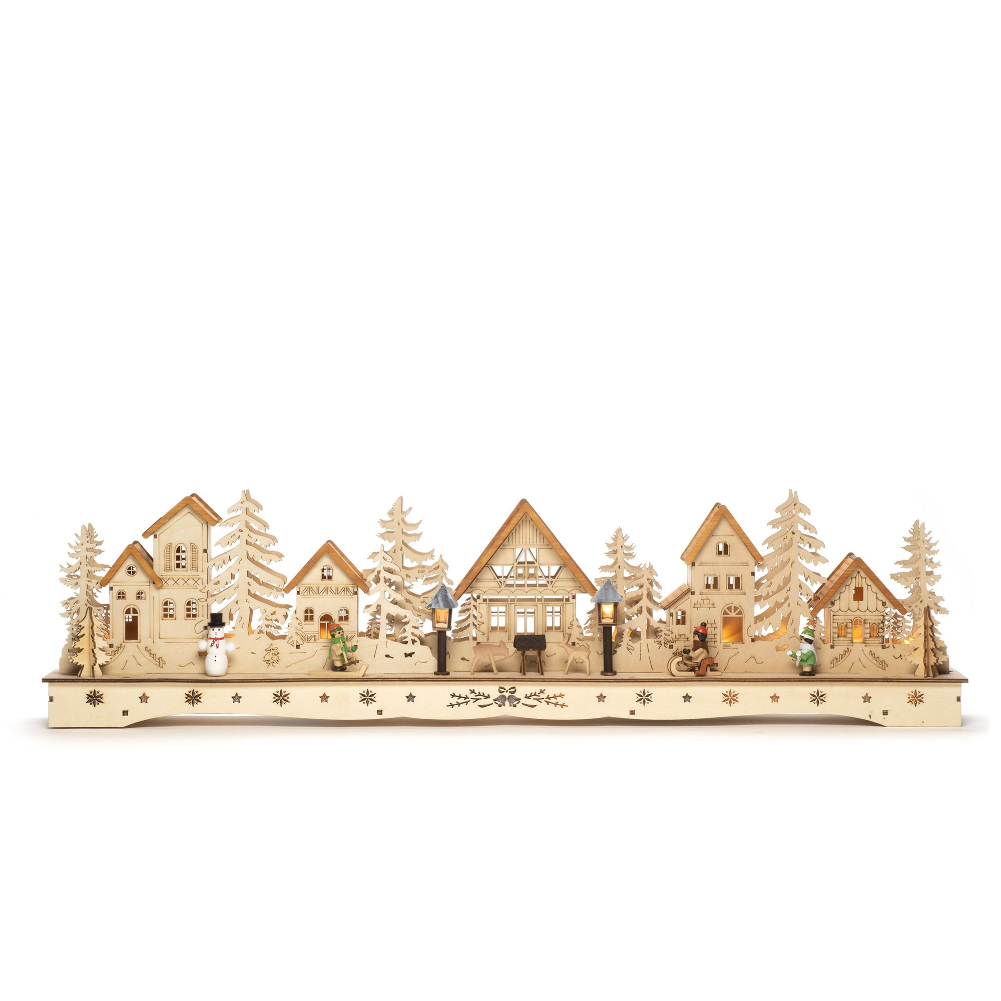 Konstsmide LED Holzsilhouette naturfarben Dorf 18 Dioden