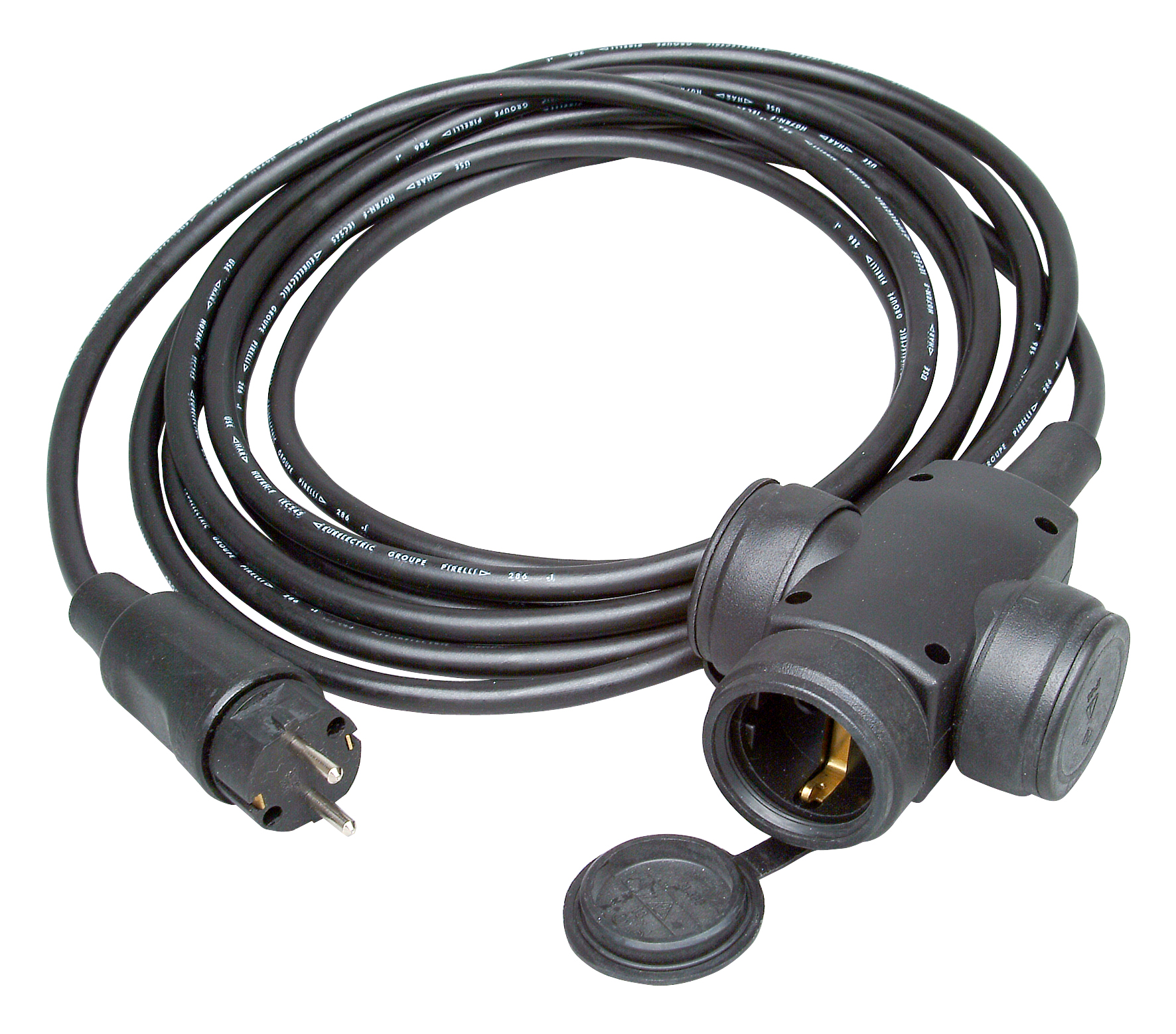 Kopp Gummi - Verlängerung mit 3fach- Kupplung 5m, schwarz