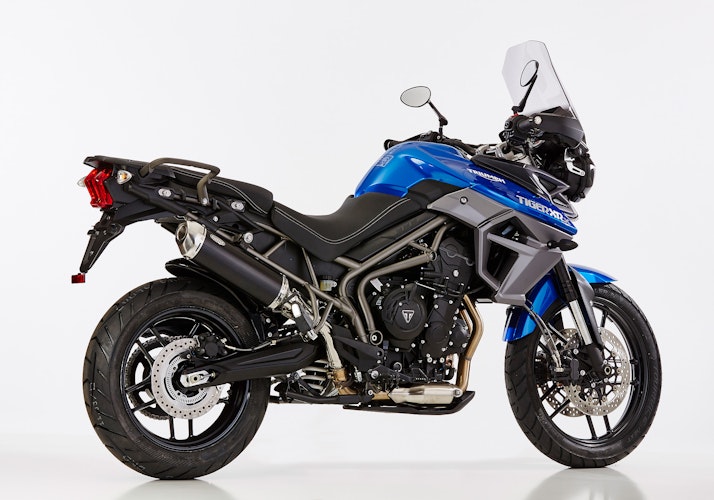 Shark Performance SLIP-ON Aluminium eloxiert/Endkappe Edelstahl poliert schwarz DSX-5 für TRIUMPH Tiger 800,Tiger 800 XC / XCx,Tiger 800 XR / XRx / XRt EURO3  