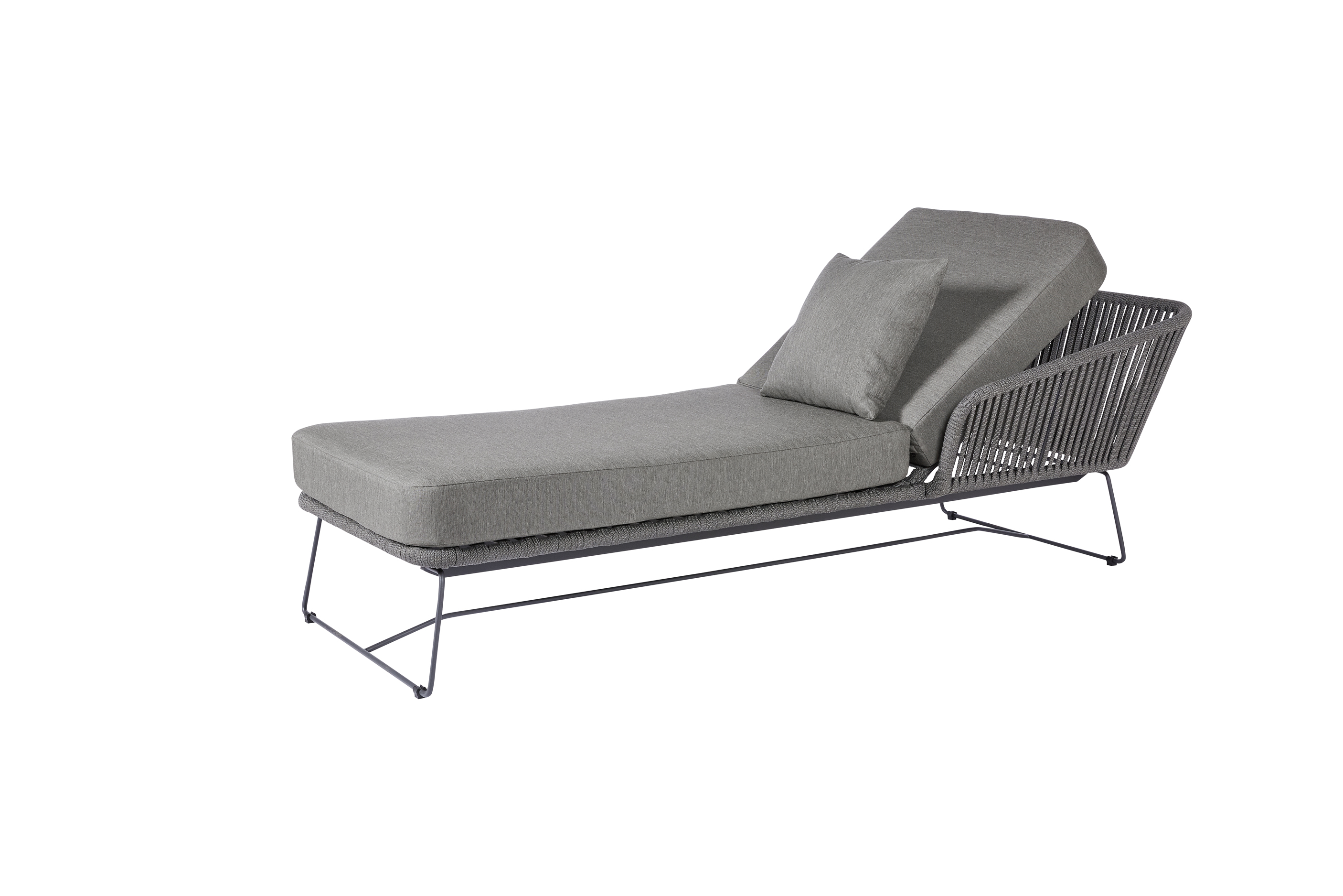 Diamond Garden Daybed MILOS rechts, Edelstahl Dunkelgrau / Rope Dunkelgrau / Sunproof (100 % Polypropylen)