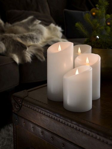 Konstsmide Weihnachtsbeleuchtung  LED Echtwachskerze weiß 3D Flamme Ø10cm