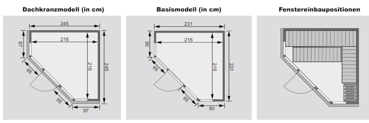 Karibu Sauna Alcinda 2 Superior mit Eckeinstieg 68 mm inkl. gratis Sauna-Zubehörset im Wert von 234,94 €