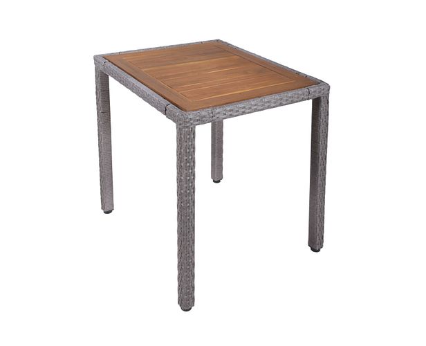 Garden Pleasure Balkon-Set DAKOTA, Tisch 70 x 60 + 2 Sessel, Polyrattan / Akazie / Kissen 100 % Polyester