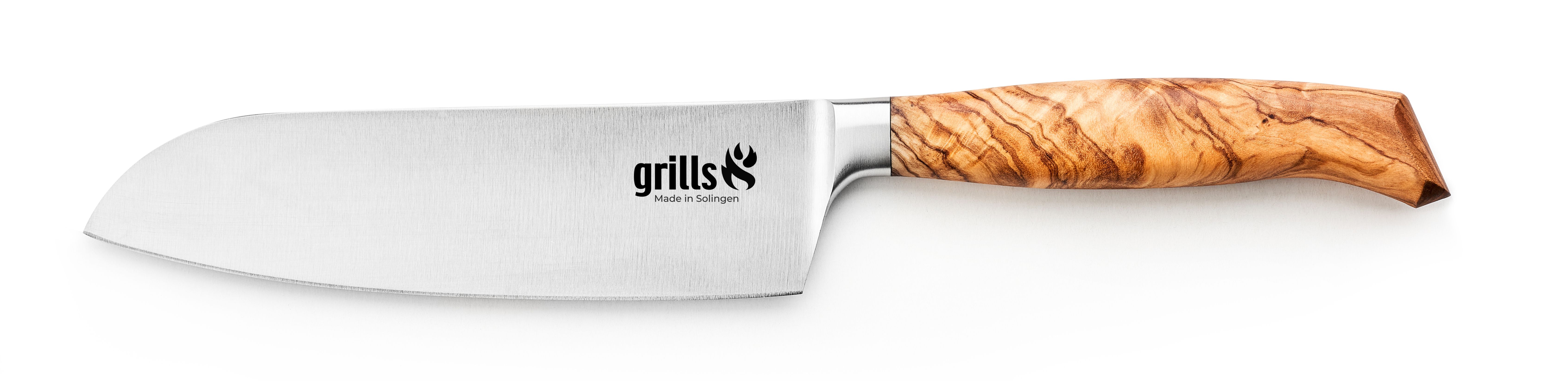 Grills.de Santokumesser mit Olivenholzgriff 16cm