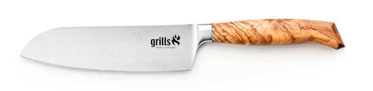 Grills.de Santokumesser mit Olivenholzgriff 16cm