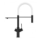 Vorschaubild 3 Wege Wasserhahn Küchenarmatur, BOD, mit 360° schwenkbarem Auslauf, abnehmbare 2 strahl Handbrause, Schwarz Matt / Weiß