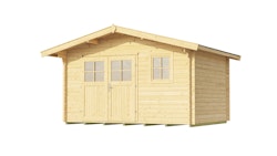 Weka 28 mm Gartenhaus 111 mit Vordach  60 cm 380 x 250 cm - 50 % Rabatt auf Dacheindeckung