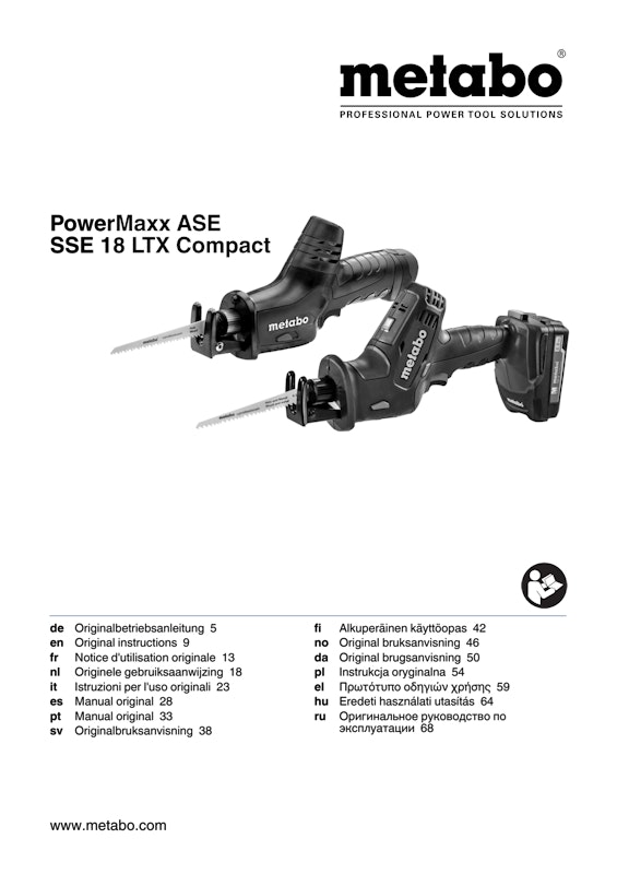 Bedienungsanleitung fÃ¼r Metabo Akku-SÃ¤belsÃ¤ge SSE 18 LTX Compact