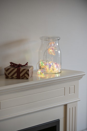 Konstsmide Weihnachtsbeleuchtung Dekolichterkette Diamanten 10 warmweiße LEDs in Kristalloptik, batteriebetrieben