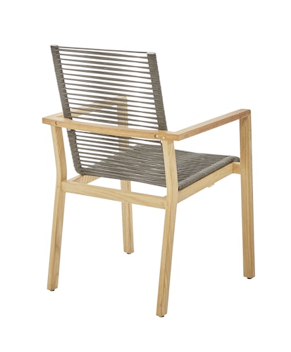 Diamond Garden Stapelstuhl ATLANTA, Premium Teak / Rope Grau