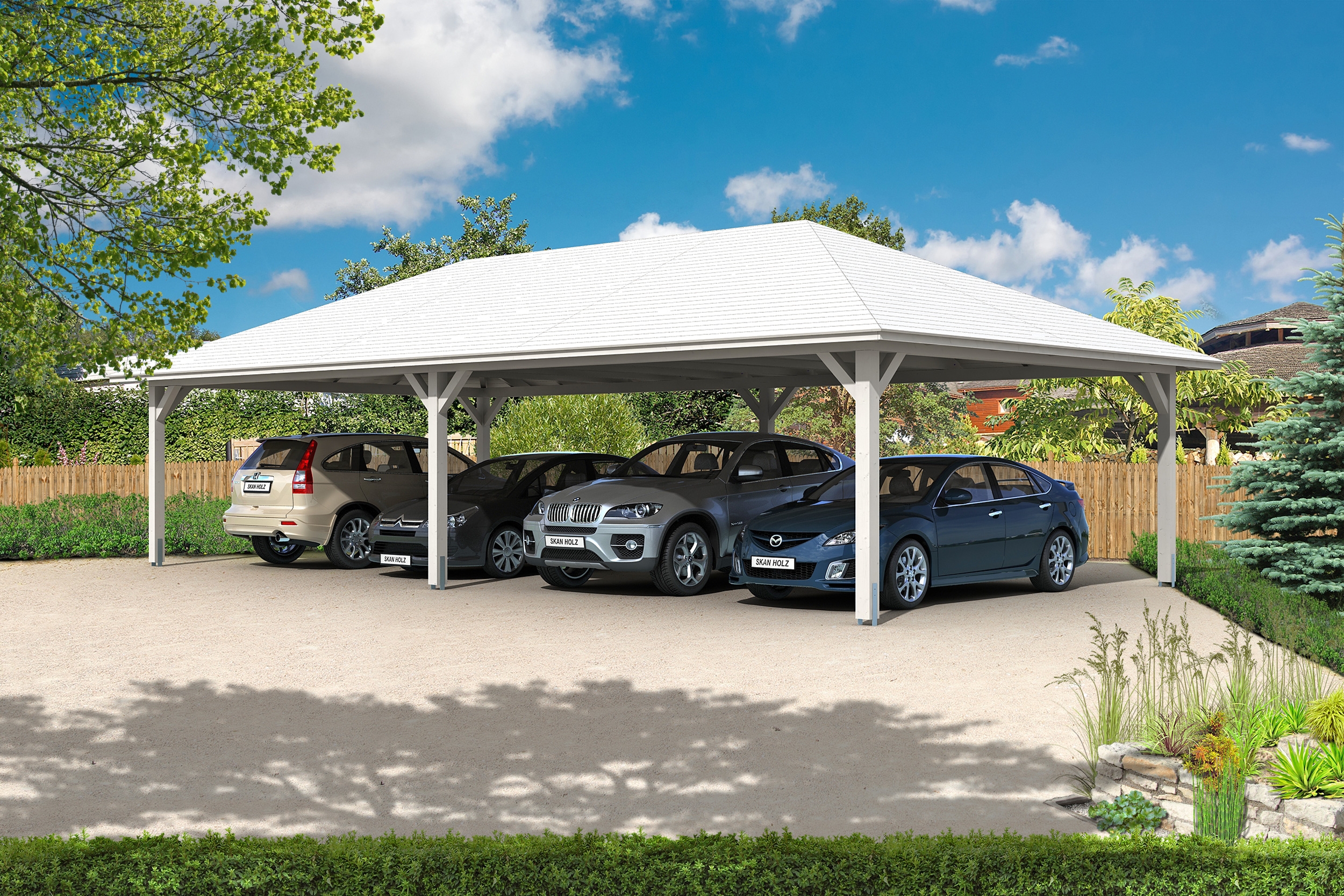 Skan Holz Carport Taunus 1176 x 634 cm-weiß Holzcarport