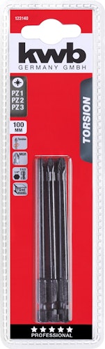 kwb 3 Bits 100mm PZ Set Torsion SB 123140