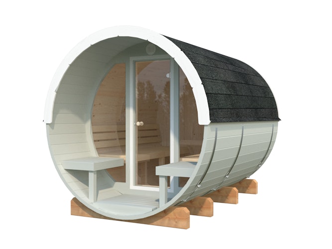 Palmako Saunafass Anita 1,3 + 0,7m² mit Glaswand