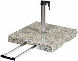 Delschen Schirmständer mit Rollen & Komfort-Handgriff, Edelstahl-Rohr Ø 25-55 mm, 40 kg, Granit Grau - Abverkauf