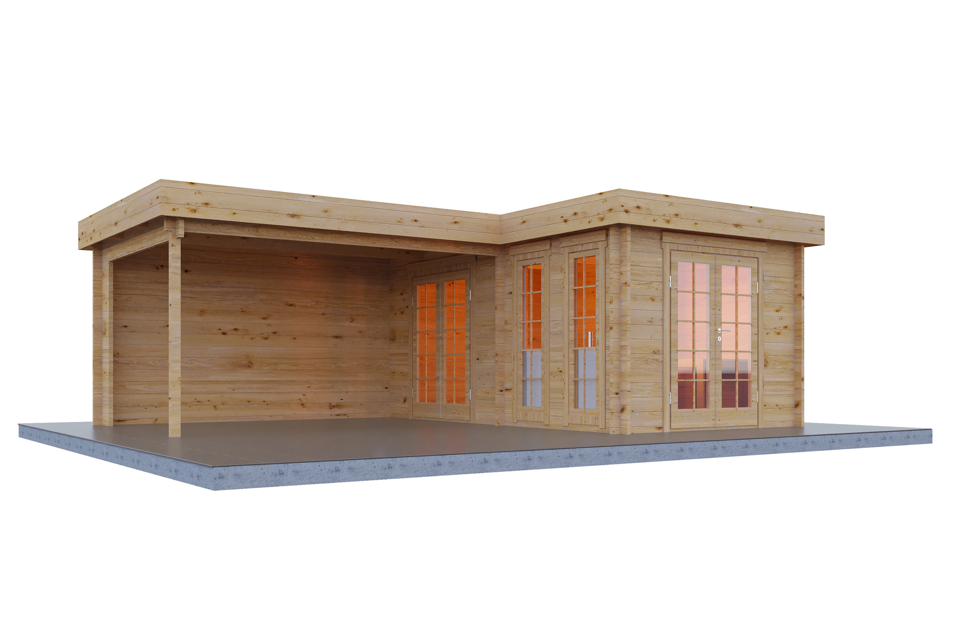 Wolff Finnhaus Gartenhaus Hermosa 6848 - 44 mm  naturbelassen Ohne Fußboden / Fundamenthölzer