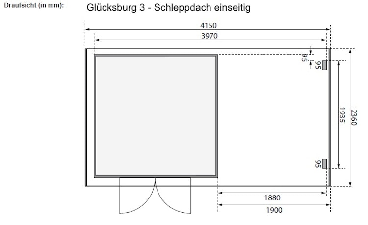 Karibu Eco Gartenhaus Grebenau / Glücksburg 2/3/4 mit 190 cm Schleppdach