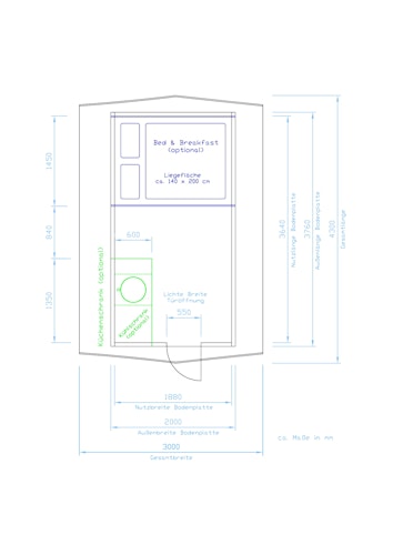 Gartenhaus Lieblingsplatz Langversion Hexenhaus mit Vollausstattung