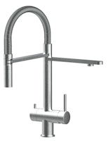 Kurzversion 45CM - 3 Wege Wasserhahn Küchenarmatur, Edelstahl Massiv mit 360° schwenkbarem Auslauf, abnehmbare 2 strahl Handbrause, Gebürstet / Hochglanz Stahlfeder