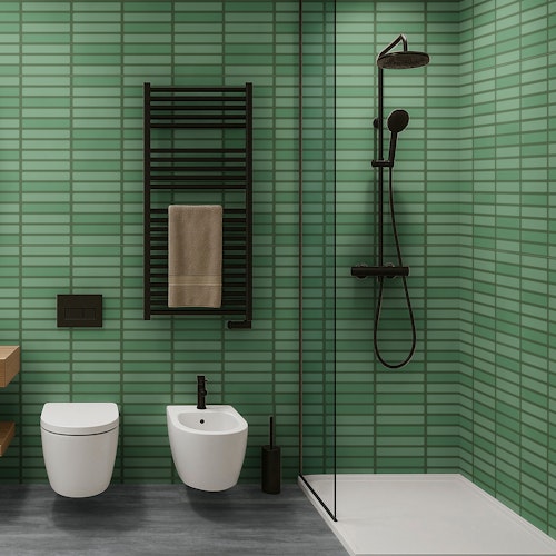 Revét Vinyl Wandfliese Butcherblock Grün Hochglanz 120 x 60 cm