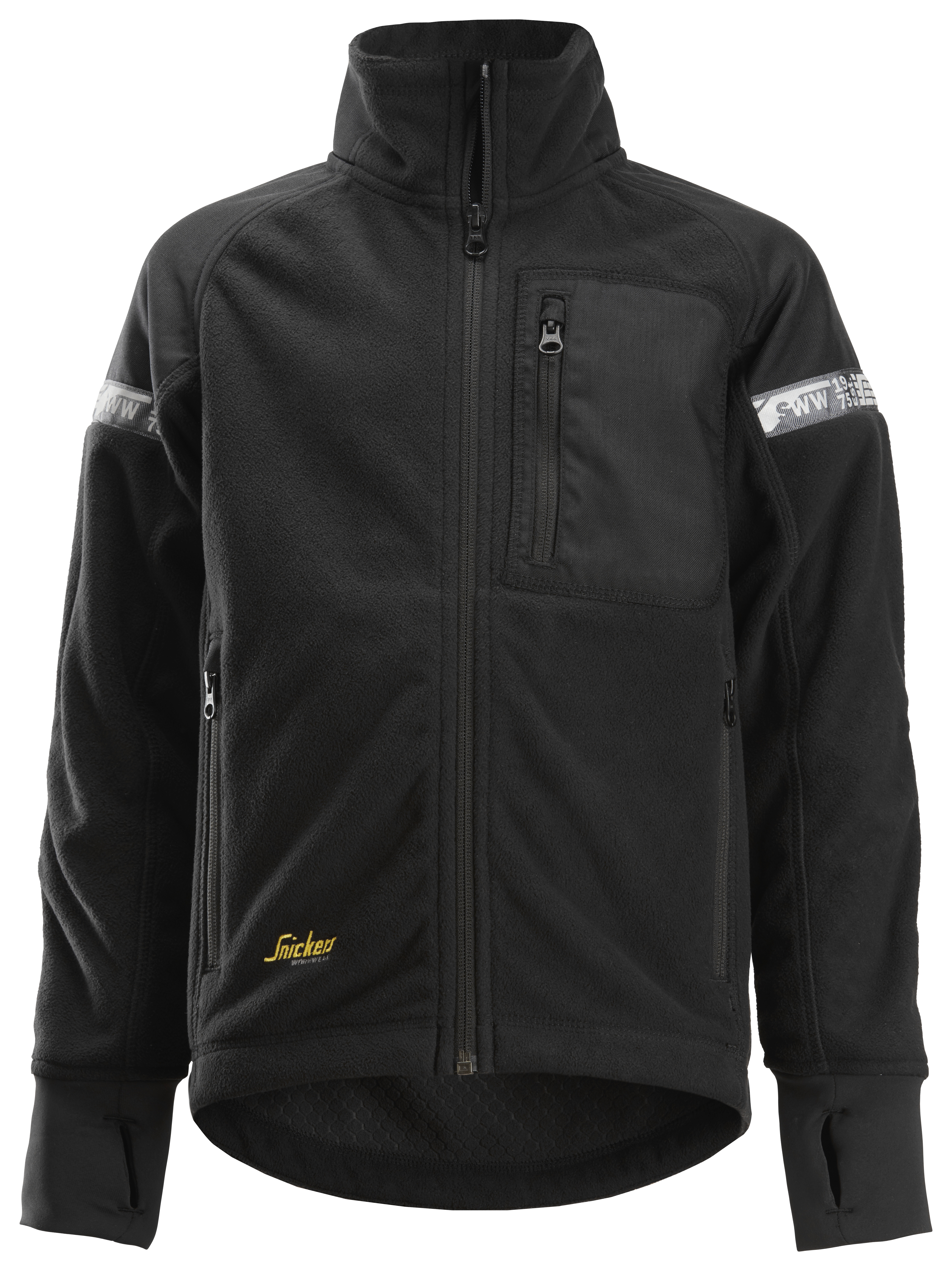 Snickers AllroundWork Junior winddichte Fleece Jacke 116 schwarz-schwarz