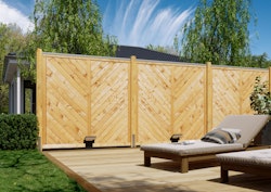 T&J SUNLINE-Serie Profilbrettzaun, 180 x 180 cm, pinienfarbig lasiert, Rahmen 40/78 mm, Profilbretter 16/118 mm 