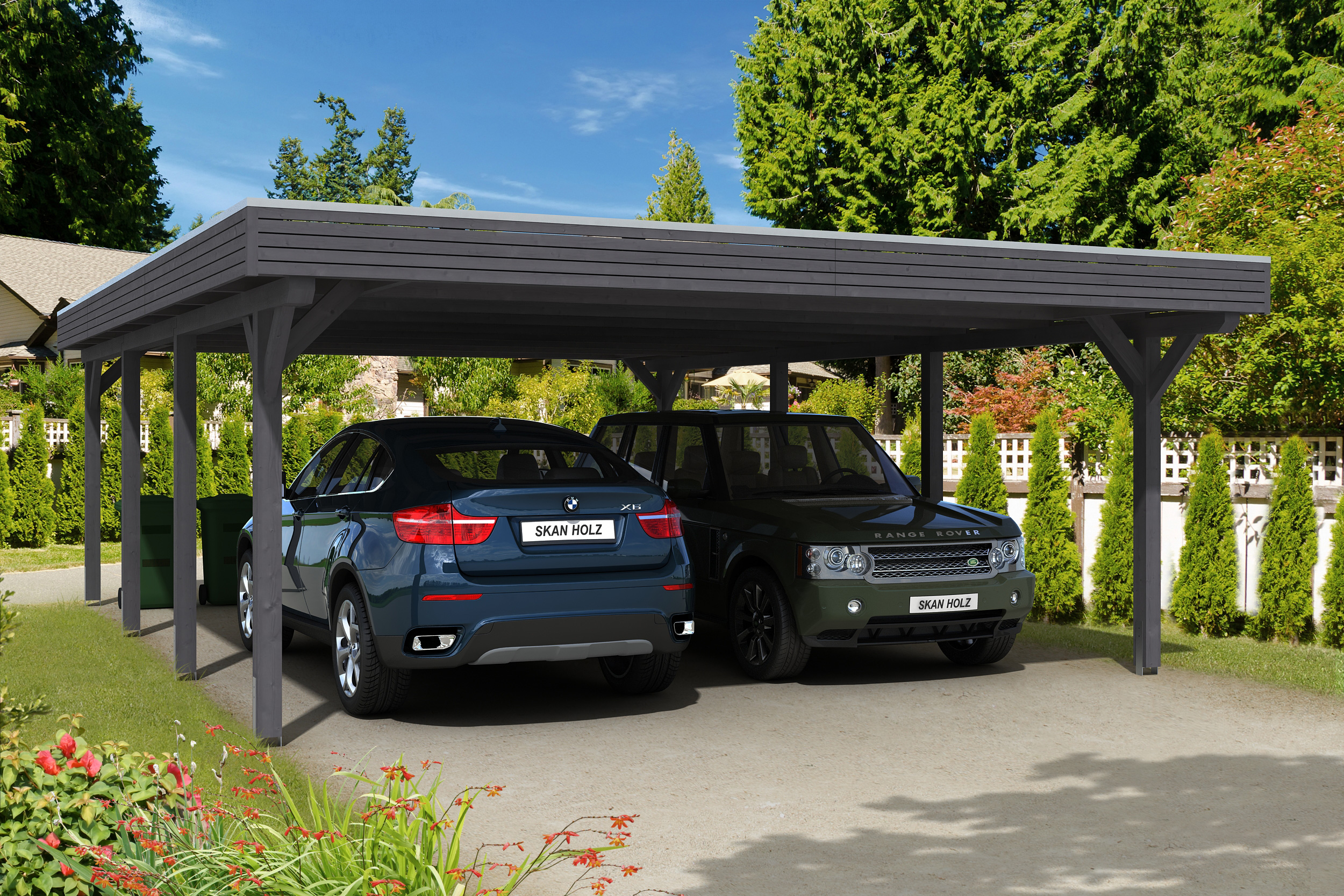 Skan Holz Spessart Doppelcarport ohne Abstellraum Gr.2 611x846cm grau Holzcarport