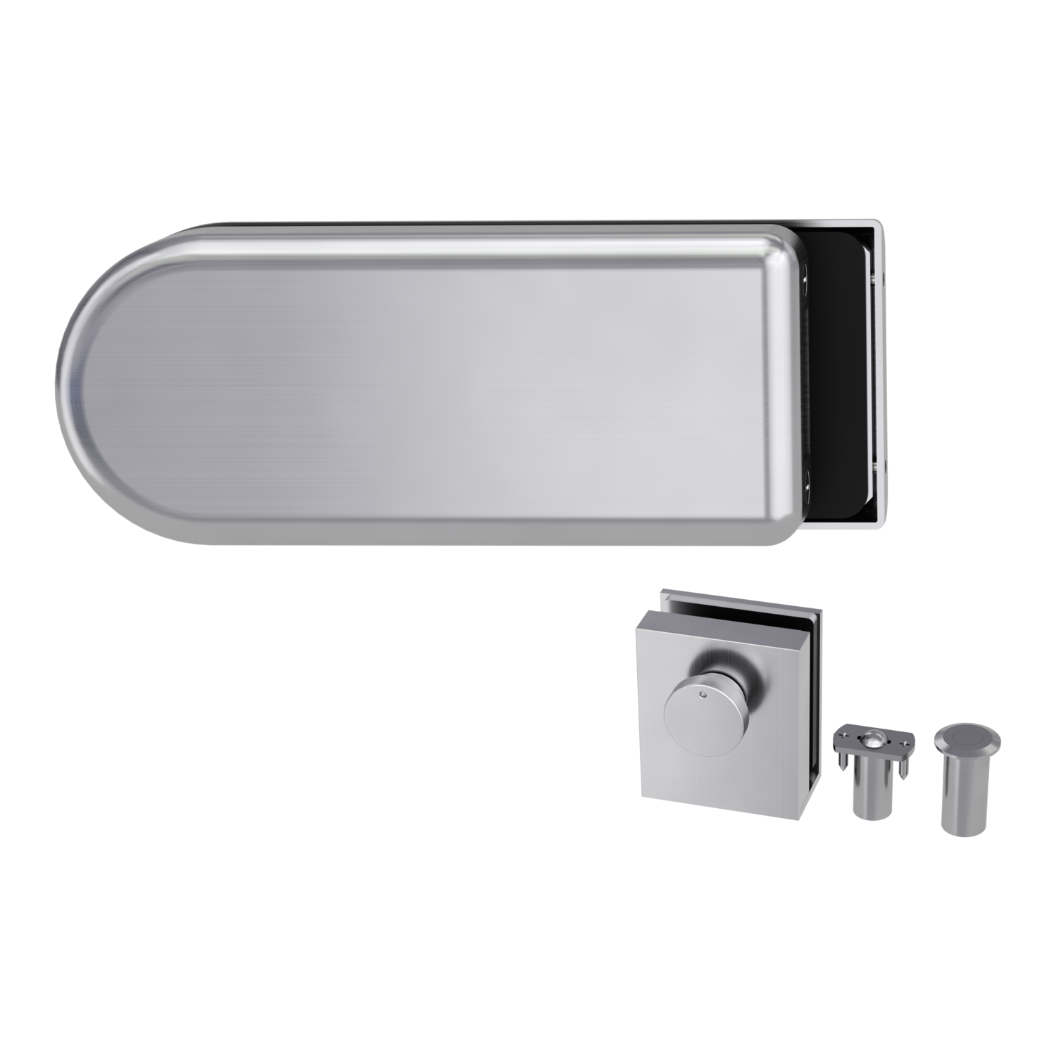 Griffwerk CLASSICO 1.0 -Edelstahl matt -Ganzglas- türbeschlagset -3-teiliger Bandsatz -ohne Griff mit Türschnäpper/Fests...