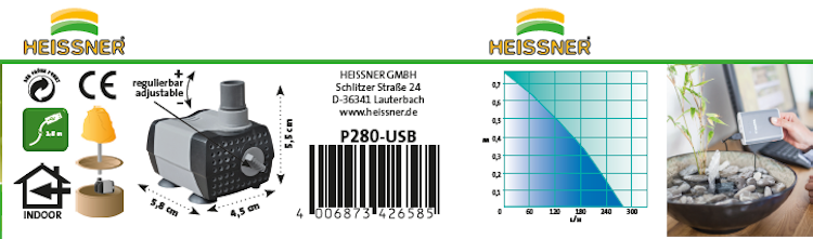 Indoor-Pumpe mit USB Anschluss (P280-USB)