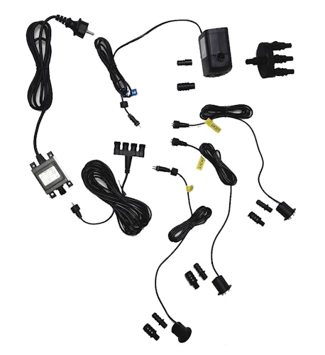 Heissner LED-Set 3 er LED für Steinbrunnen, komplett mit Pumpe, Trafo, etc. ohne Dämmerungssensor und Moosgummis (ET20-16914)