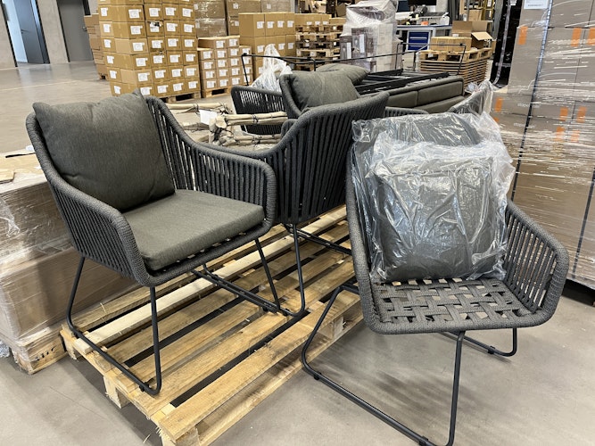 B-Ware Diamond Garden Stuhl KRETA, Edelstahl Dunkelgrau / Rope Dunkelgrau / Kissen Sunproof (100 % Polypropylen) Dunkelgrau