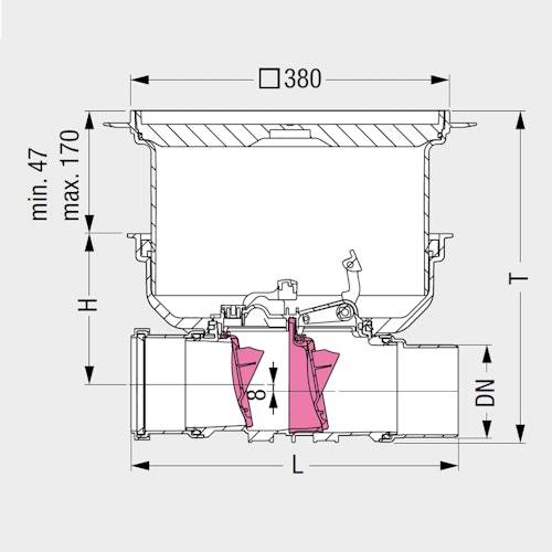 KESSEL - Staufix Control Rückstaudoppelverschluss für Einbau in die Bodenplatte - befliesbare Abdeckung