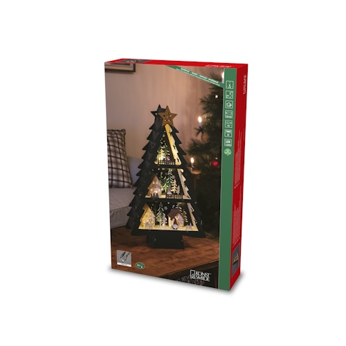 Konstsmide Weihnachtsbeleuchtung LED Holzsilhouette Weihnachtsbaum, batteriebetrieben