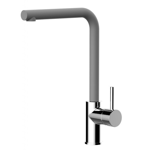 Wasserhahn Küchenarmatur, SAM, mit 360° schwenkbarem L-Auslauf, Verchromt / Zement Granit
