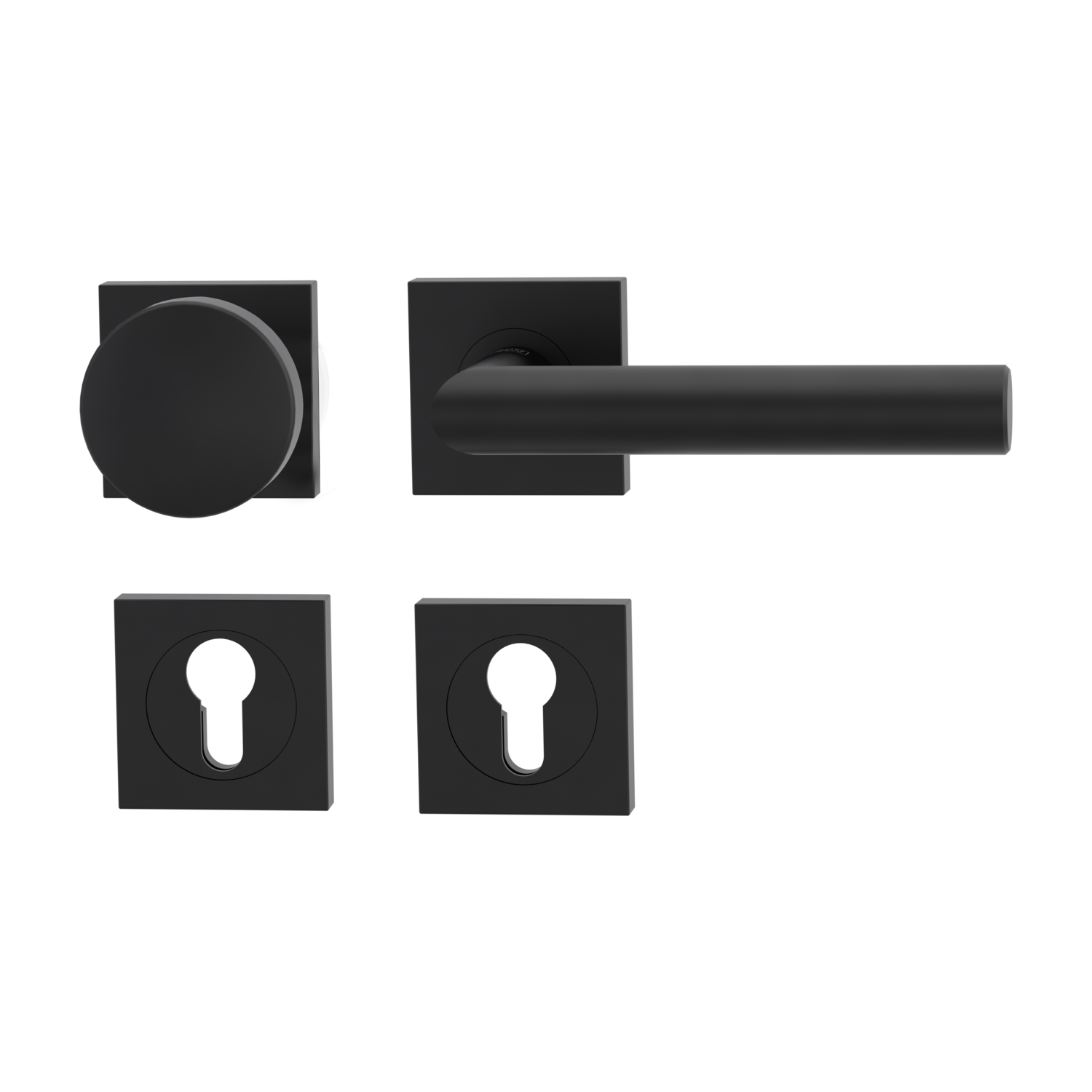Griffwerk Wechselgarnitur LUCIA PROF Schraubtechnik FS Rosetten eckig Knopf R2 Graphitschwarz R