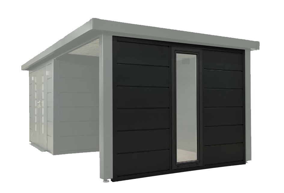 Wolff Finnhaus Seitenwand mit Fenster feststehend Terrasse 24 für Premium Metall Gartenhäuser