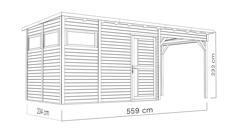 Bertilo Gartenhaus Pentus 3 Lounge inkl. Anbaudach - 19 mm