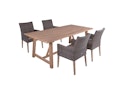 Vorschaubild Garden Pleasure Gartenmöbel Set OAKLAND / NORVELL, Tisch 200 x 100 + 4 Sessel, Akazie / Polyrattan Pfefferbraun / Kissen 100 % Polyester Taupe