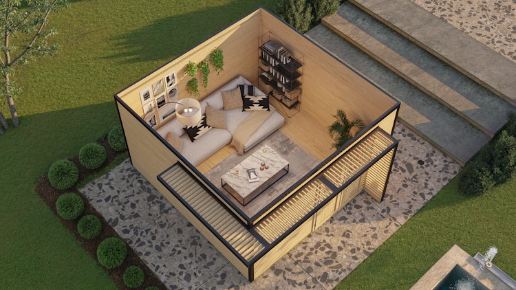 Weka Design Gartenhaus Pure Garden Amberley mit Massivholz-Doppeltür - 44 mm