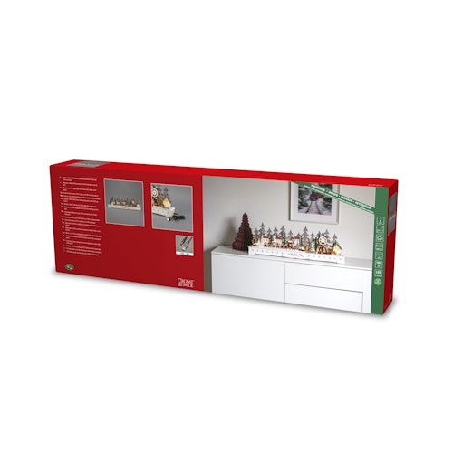 Konstsmide Weihnachtsbeleuchtung LED Holzsilhouette Weihnachtsdorf, batteriebetrieben