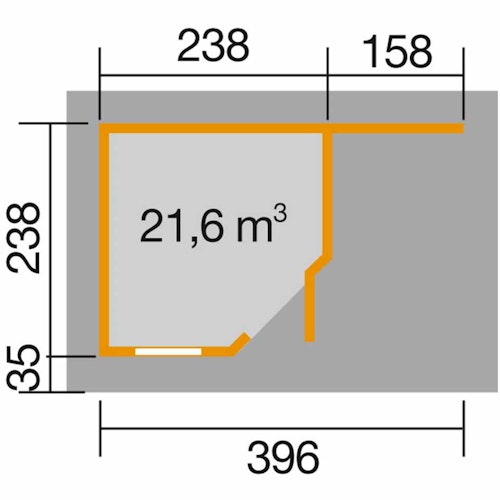 Weka Designhaus 213 A 28 mm inkl. 150 cm Anbau