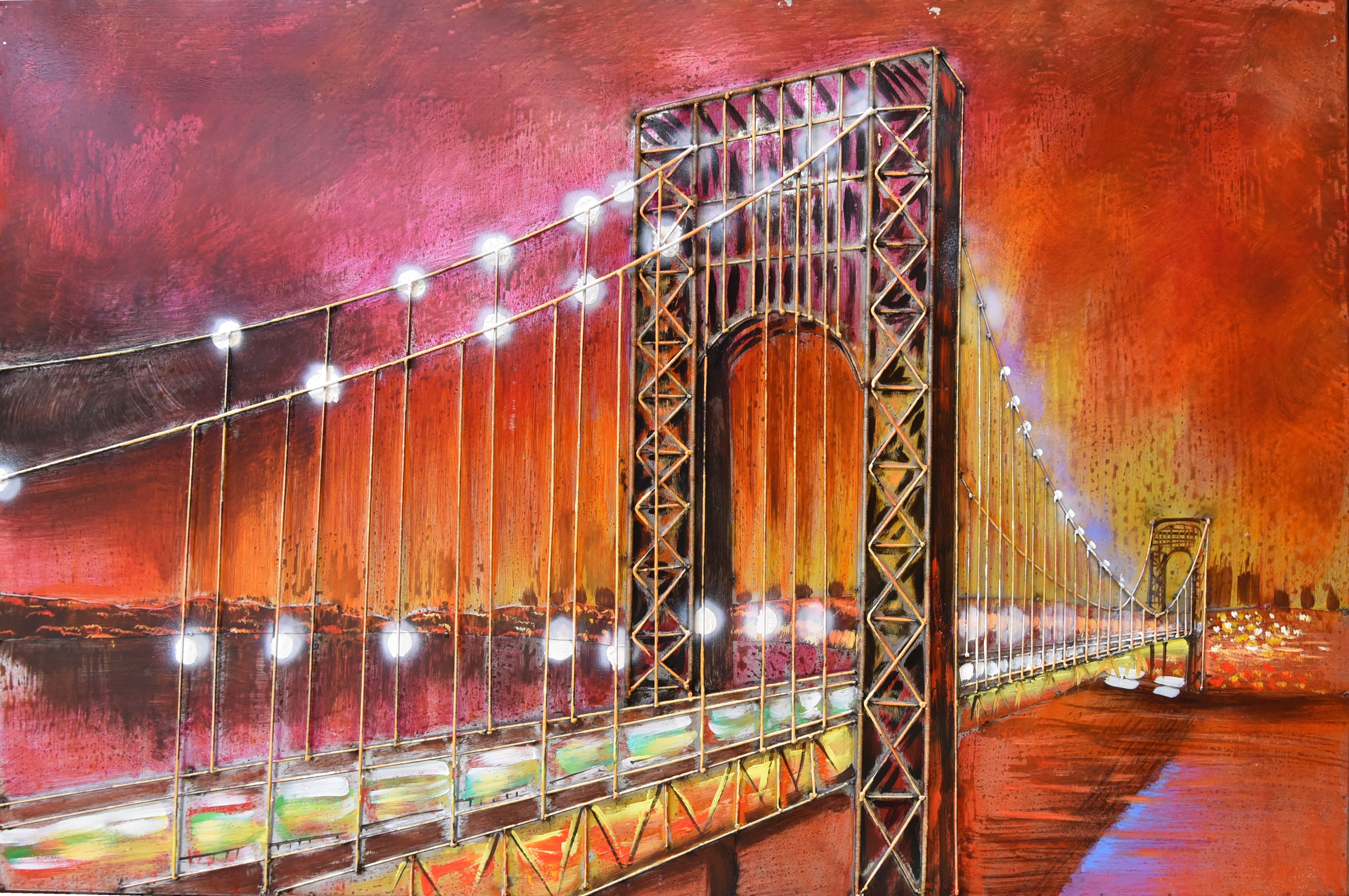 3D Metallbild Brücke 120,5 x 80 cm, Stahlblech
