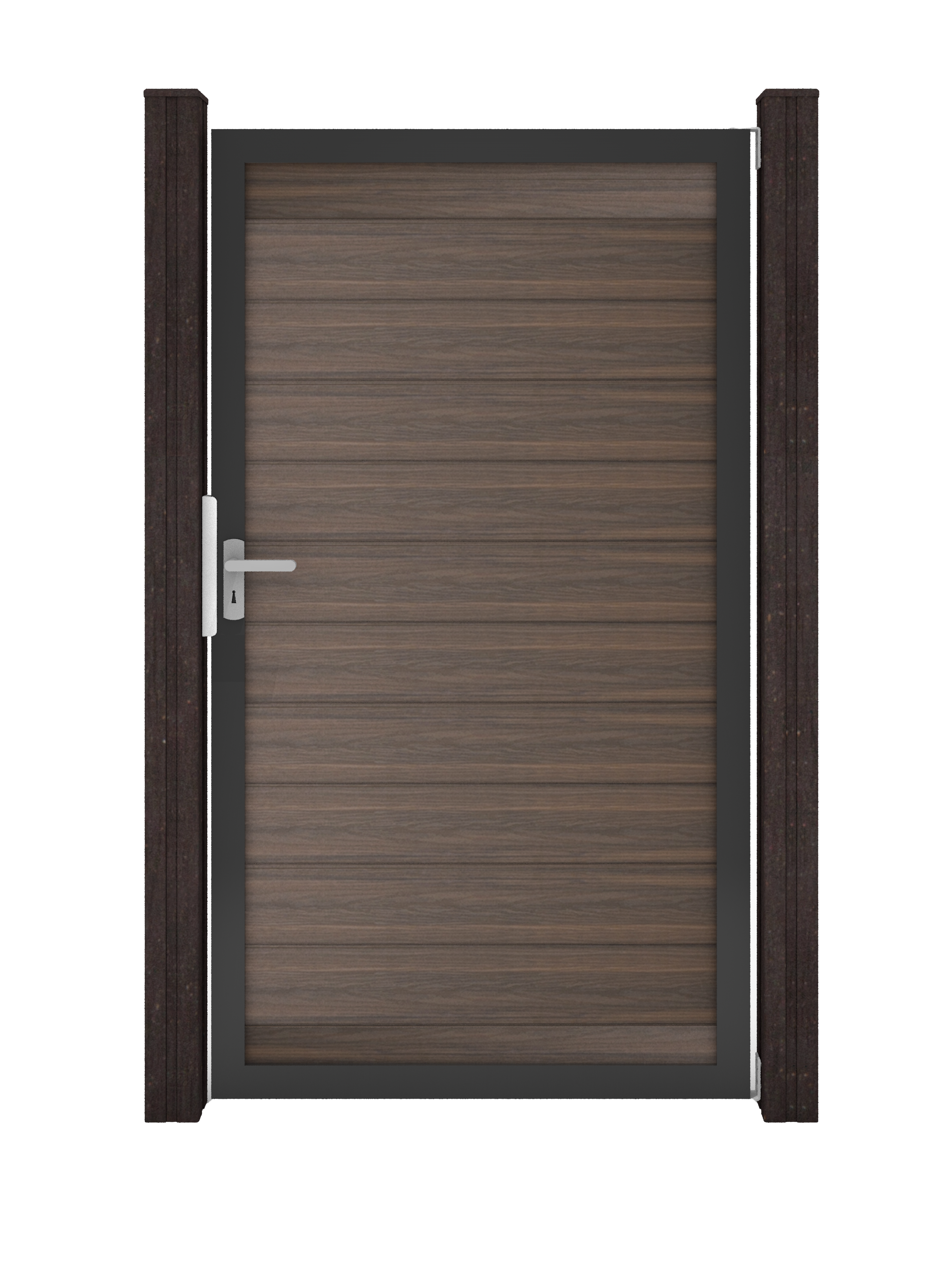 GroJa Solid Steckzaun Universal Einzeltor Sondermaß mit Anthrazitrahmen Walnuss co-extrudiert